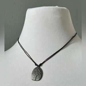 Life is Good Leather Cord Silver Tone Tree of Life Pendant Necklace Fairycore